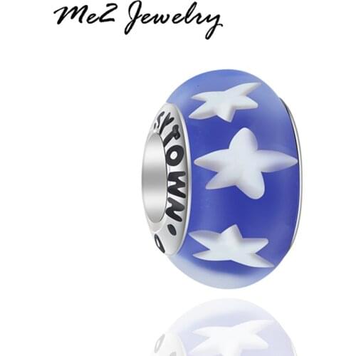 Big Hole Murano Glass Charm Beads Fit Charm Bracelets 1PC EASYTOWN Star Beads Charm for Bangles