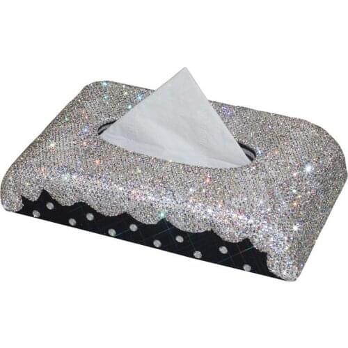 Bling Leather Tissue Box for Car Home Napkin Holder Kitchen Girl Luxury Car Accessories Car Tissue Box Wipes Container Desk Box