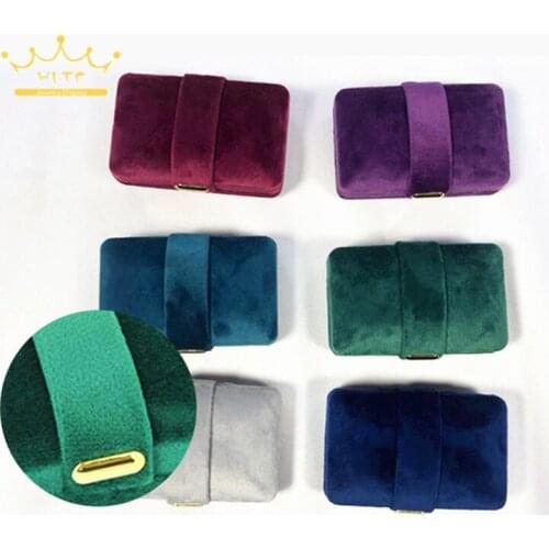 New Creative Diamond Ring Stud Box Silk Suede Metal Iron Box Ultra Portable Compact Jewelry Box Display Earrings Display