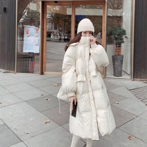 Bright fabric womens down jacket Mid-length ladies stand-up collar winter cold-proof ladies jacket high-quality down jacket