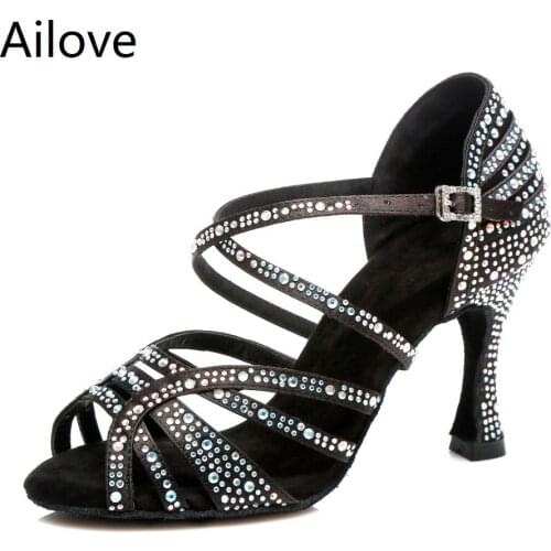 Ailove Women Ballroom Latin Salsa Dance Shoes Handmade Tango Bachata Dancing Sandals 7.5/9 CM Heel Custom-made Accepted ALS022