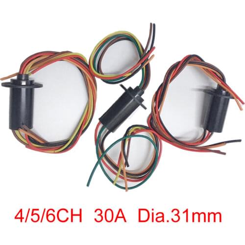 1PCs Wind Power Slip Ring 4/5/6CH Channel Wires Diameter 31mm 30A High Current Conductive Slipring for Amusement Equipment Parts