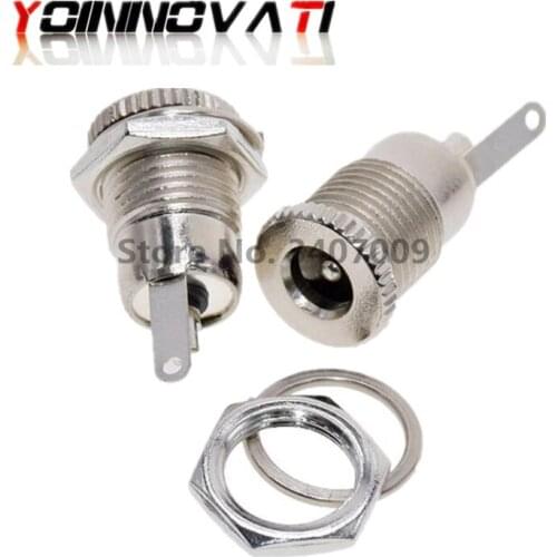 100PCS/LOT DC099 5.5 mm x 2.1mm DC Power Jack Socket Female Panel Mount Connector Metal DC-099 Open Hole 11MM