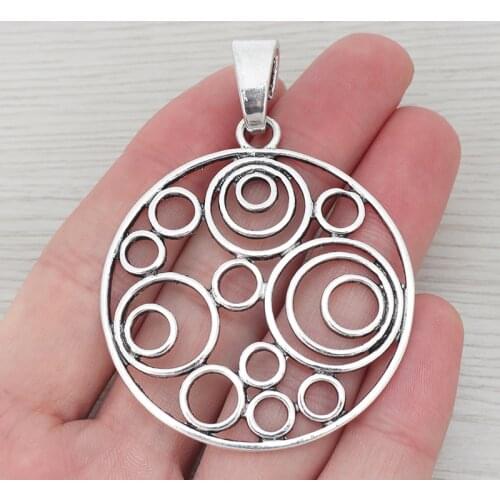 5 x Tibetan Silver Large Open Round Circles Charms Pendants for Necklace Jewelry Making 49x49mm