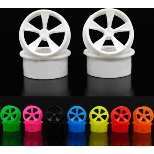 3 Sets(12 Pcs) Middle Diameter Plastic Wheels for Tamiya Mini 4WD Car Model White/Red/Yellow/Blue/Green/Pink/Orange