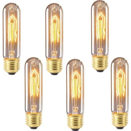6pcs T10 E27 E14 40W Vintage Edison Bulb Dimmable Incandescent Industrial Bulb Antique Retro Lamp Light AC220-240V