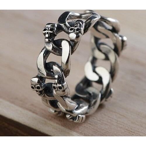 Solid 925 Sterling Silver GOTHIC SKULL SKELETON ring rings A2375