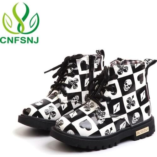 CNFSNJ 2020 new autumn Winter Children Girls Boys Leather shoes Soft Fashion Casual Retro Kids Martin Boots Ankle sneakers