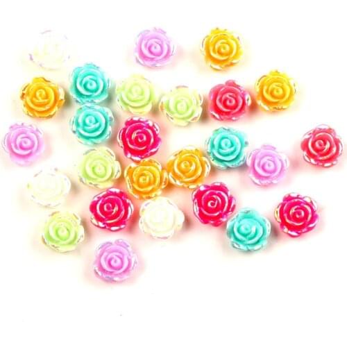 100Pcs Mixed Bright Resin Flowers Cabochon Flatback Decoration Crafts Embellishments For Scrapbooking Diy Accessories