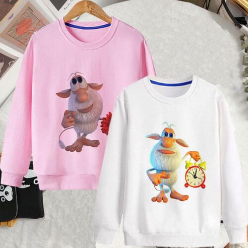 Printed Cartoon Baby Clothes Pattern T-Shirt Boys And Girls Soft White Long-Sleeved Childrens Winter Clothes Hooded Sweater