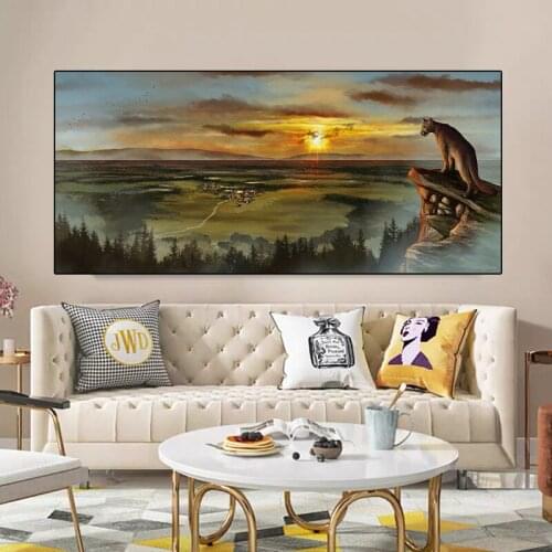 Animal Landscape Canvas Painting Rural Sunrise Posters and Prints Wall Pictures Modern Living Room Home Decoration Painting