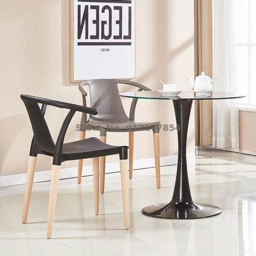 Chinese Nordic Solid Wood Dining Chair Western Restaurant Chair Cafe Chair Household Plastic Y Chair Backrest Armrest Computer C