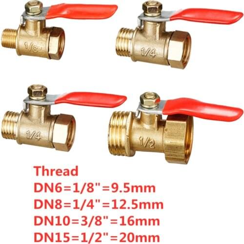 Brass small ball valve 1/8" 1/4'' 3/8'' 1/2'' Female/Male Thread Brass Valve Connector Joint Copper Pipe Fitting Coupler Adapter