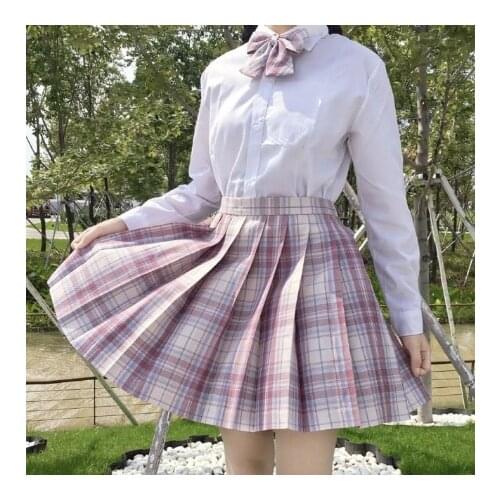 Summer Korean High Waist Pleated Skirts Black Gothic Sexy Cute Mini Plaid Skirt Women JK Uniform Students Clothes