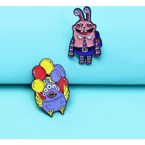 Little Rabbit Went To School And Saw Mother Bird Selling Colorful Balloons. Fashion Creative Cartoon Animal Neutral Brooch Ins