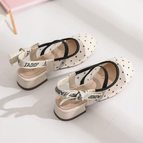 Fashion Polka Dots Mesh Girls Sandals Little Girl Children Princess Head Shoes Bow Non-Slip Wear-Resistant Clear Shoes
