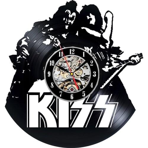 Wall clock Kiss made from real vinyl record, Kiss music wall poster, best gift for Kiss fans