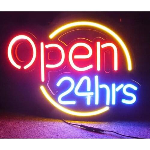 Neon Light Open 24 Hours Shop fortune cat Signal Lamp Custom Sign LED Bar Store Club Restaurant Recreation City Wall