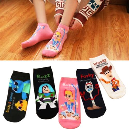 1pair New Arrival Disney Toy Story Short Socks Woody Forky Buzz lightyear Summer Cotton Girl Boys Boat Socks Cartoon Socks