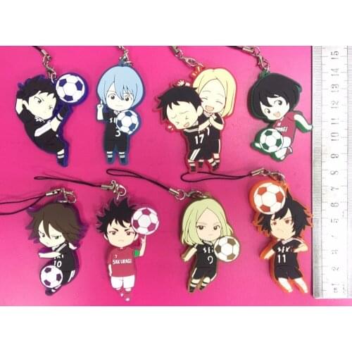 8pcs/lot DAYS FOOTBALL Original Japanese anime figure rubber Silicone sweet smell mobile phone charms keychain strap G914