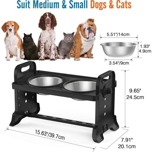 Elevated Dog Bowls Raised Pet Bowls with Stainless Steel Bowls Food Water Dish, Providing a Healthy Feeding Life