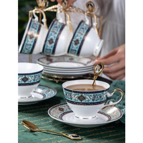European luxury garland coffee cup and saucer set ceramic palace tea set mug ashtray teapot sugar bowl Dessert rack gift CL82402