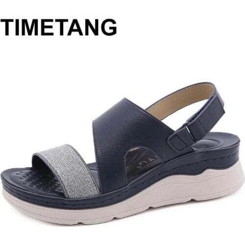 TIMETANG2021 Luxury Hook&Loop Sandals Woman Sandals Gladiator Sandals Female High Quality Ladies Shoes Summer Platform Sandalias