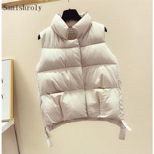 Sanishroly Plus Size 2XL Women Sleeveless Vest Autumn Winter Loose Warm Down Cotton Waistcoat Coat Ladies Short Jacket Tops 1117
