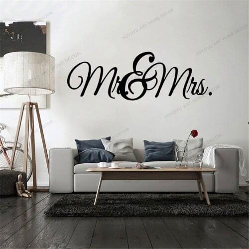 Mr and Mrs Quote Vinyl Removable Wall Stickers Love Wallpaper Home Decor Bedroom Art Decal Bar Decoration Garage Sticker CX1837
