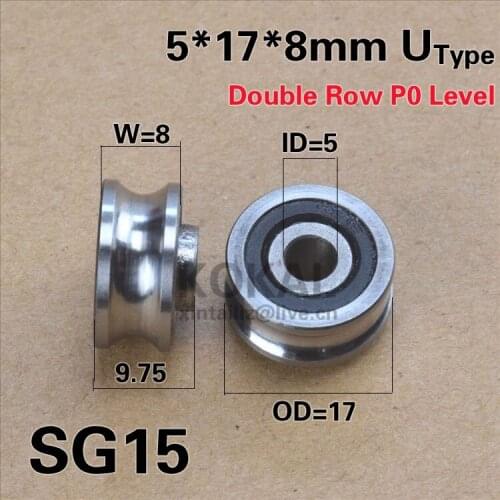 [SG15-D-P0] Free Shipping 10pcs high quality double row ball bearing SG-15RS SG5RS machine roller 5mm*17mm*8mm*9.75mm ball wheel
