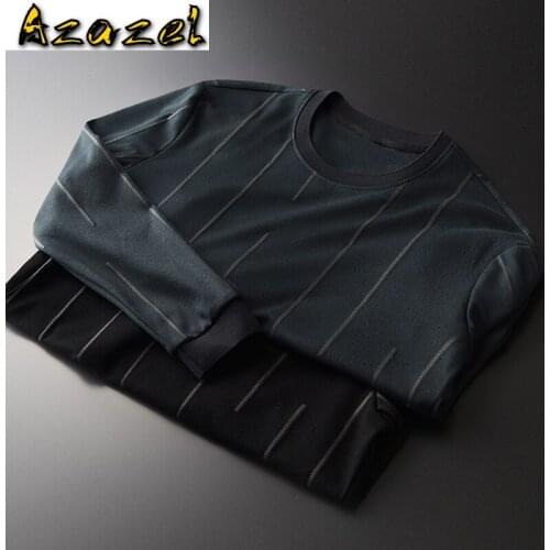 Azazel Green Round Collar Sweatshirt Men Luxury Vertical Stripes Casual Sweatshirt Male Spring Autumn Mens Hoodies Plus Size 4XL