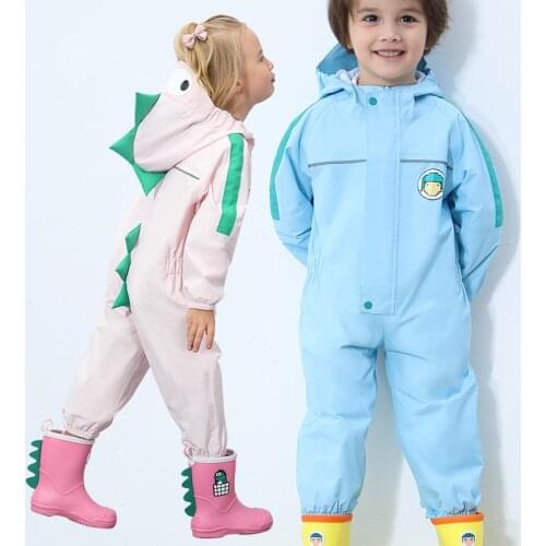 90-130CM Waterproof Raincoat For Children Kids Baby Rain Coat Poncho Boys Girls Primary School Students Siamese Suit