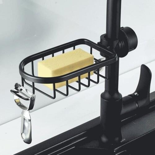 Wonderlife Bathroom Shelf Black Shower Storage Basket Storage Rack Adjustable Faucet Drainage Shelf Kitchen Sundries Storage