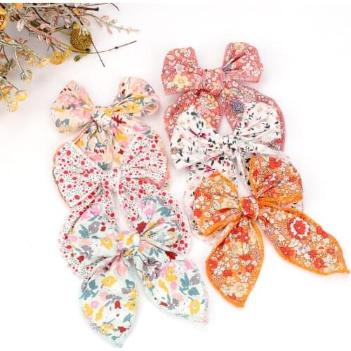 Flower Print Baby Girls Floral Hair Clips Kids Bows Children Hairpin Newborn Baby Barrettes Hair Accessories Pinzas Para El Pelo