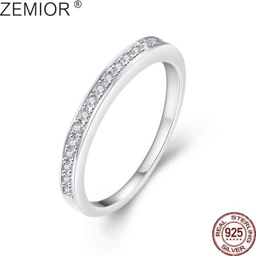 ZEMIOR Platinum Rings For Women Bar Setting Cubic Zircon Round Romantic Rings To Girfriends Or Wife Daily Jewelry New Listing