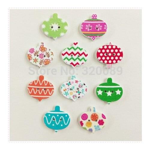 1000pcs 25mm Lanterns Shape Wood Christmas Buttons With 2 Holes Baby Sewing Wooden Christmas Embellishments For Scrapbooking
