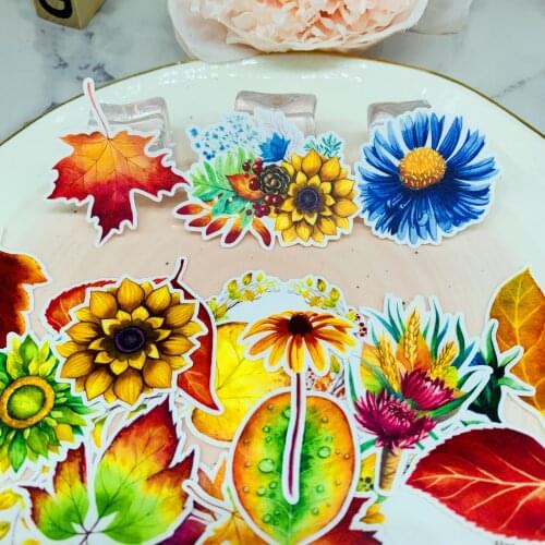 28 PCS Autumn leaves mapl Paper Stickers Crafts And Scrapbooking stickers kids toys book Decorative sticker DIY Stationery