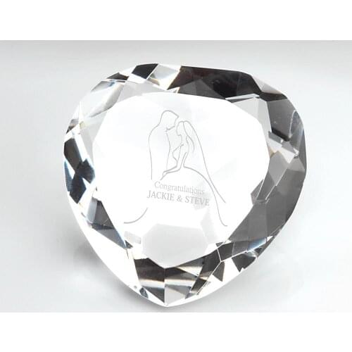 25pcs 80mm Sparkle Crystal Heart Shape Blank Diamonds Customize Words or Logo, Clear Crystal Glass Paperweight For Wedding Gifts