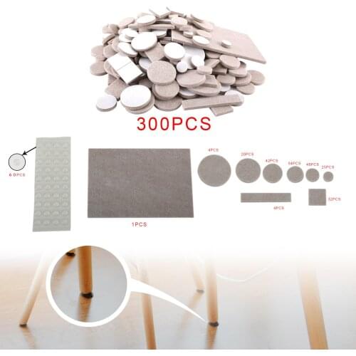 300Pcs Felt Furniture Pads Round Rectangle Anti-Slip Damper Pads Self Adhesive Round Silicone Rubber Bumpers For Chair Table