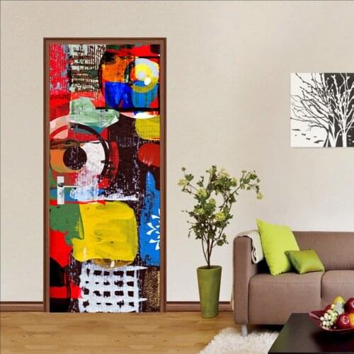3D creative Abstract painting door stickers wall stickers self-adhesive waterproof removable