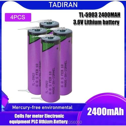 4PCS Original TADIRAN ER14500 14500 3.6V 2400MAH AA lithium battery For PLC industrial automation equipment CNC machine With pin