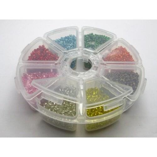 6000pcs Glass Seed Beads 2mm silver lined (10/0)+Storage Box Jewelry diy decorative accessories