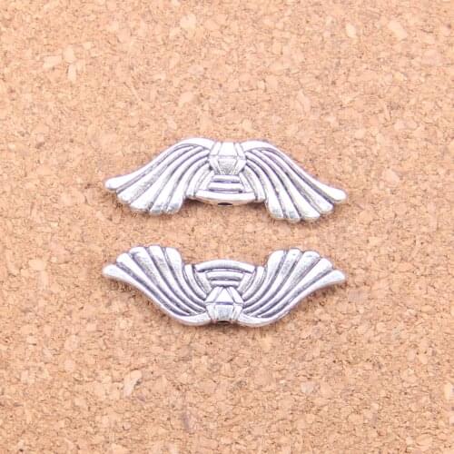 14pcs Charms angel wings bead 10x30mm Antique Pendants,Vintage Tibetan Silver Jewelry,DIY for bracelet necklace
