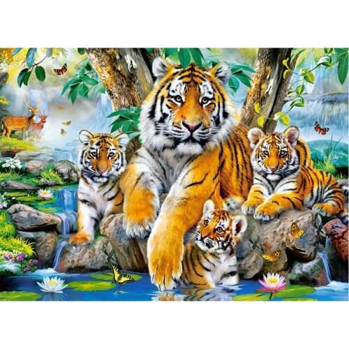 Diy diamond painting full square forest tiger life 5d diamond embroidery rhinestone cobblestone kits animals decoration