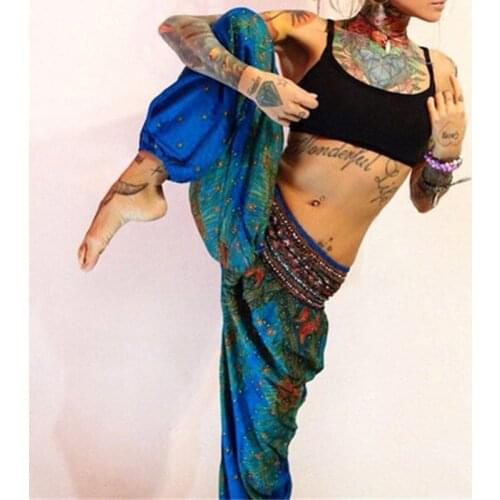 Women Comfy Beach Boho Pants 2019 Hippie Woman Summer Wide Leg Pants Harem Floral Loose Trousers Ladies Baggy Thai Casual Pant