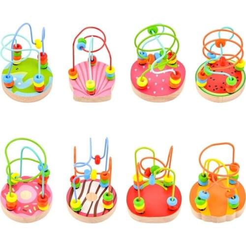 Toy Woo Montessor Wooden Toys Educational Wood Puzzles Boys Girls Wooden Circles Bead Wire Maze Roller Coaster Kid Toy 6+ Months