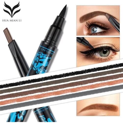 Double Head Eyebrow Pencil Eye Liner Waterproof Rotation Design Eyebrow Pencil With Natual Black Eye Liner Makeup Cosmetic Tool