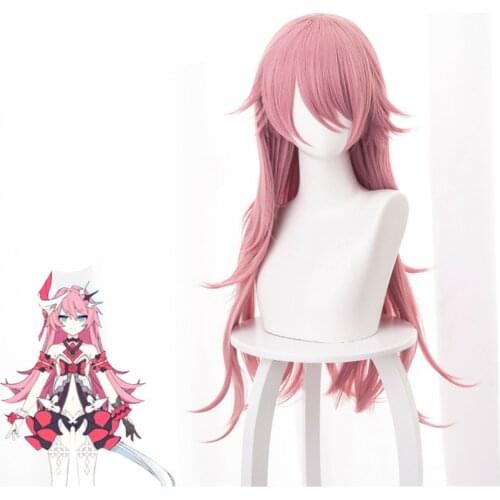 Honkai Impact 3 Cosplay Liliya Olenyeva Pink Heat Resistant Synthetic Long Curly Hair Halloween Wig + Free Wig Cap