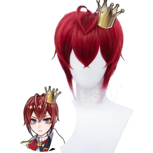 『HSIU』Brand game Twisted Wonderland Riddle Rosehearts cosplay Wig Red Queen Dark red short hair Fiber synthetic wig