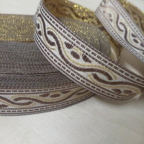 2cm 20mm 7/8'' Classical Brown Golden Braided Trim Ethnic Lace Garment Costume Bedding Laciness National Jacquard Webbing Ribbon